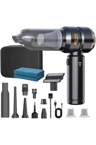 IdealTI Aspirator auto portabil 4 în 1, 16000PA, 6000mAh, 100W, motor fără perii