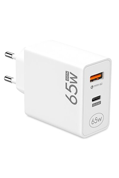 IdealTI Încărcător rapid GaN de 65 W – USB-C PD+QC 3.0, 110–220 V, compatibil...