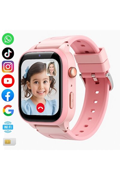 IdealTI Ceas inteligent 4G Pro2 pentru copii — GPS+LBS, apel video, SOS, 800mAh, 1,83" roz