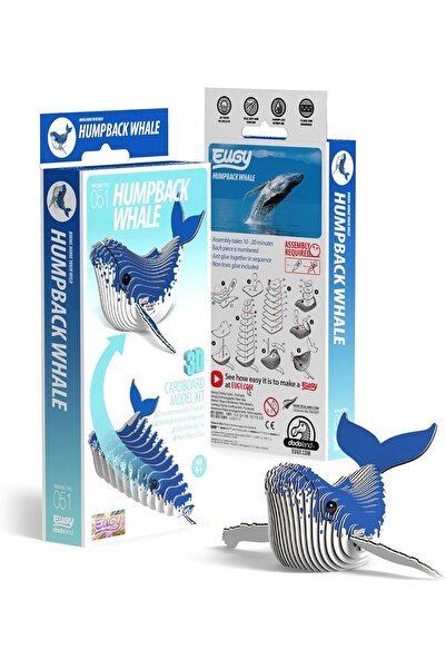 Eugy Humpback Whale 3D Puzzle, 25 Piece Eco-Friendly Educational Learning Puzzles for Kids 6+