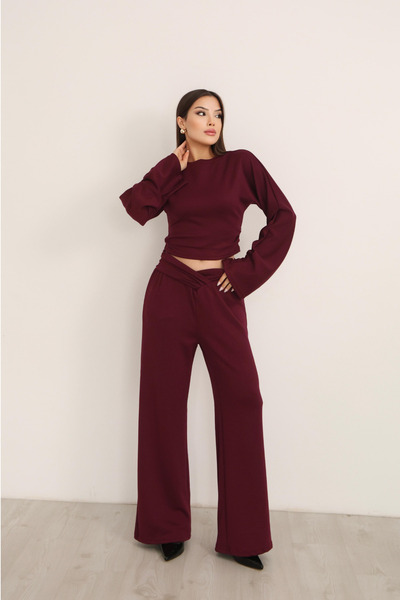 moda poni Women's Oversized Crop Top and Palazzo Pants Sets