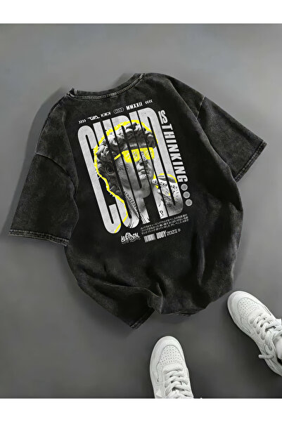 Freak Tshirt Black Color Printed Unisex Oversized Cut Washed Vintage T-Shirt