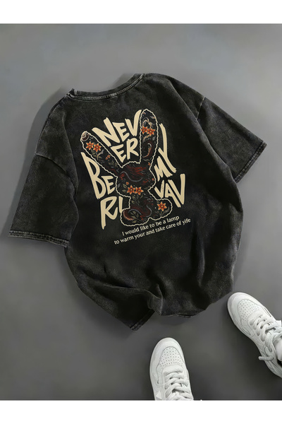 Freak Tshirt Black Color Printed Unisex Oversized Cut Washed Vintage T-Shirt