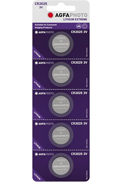 AgfaPhoto بطارية ليثيوم CR2025 3V، عبوة من 5 قطع