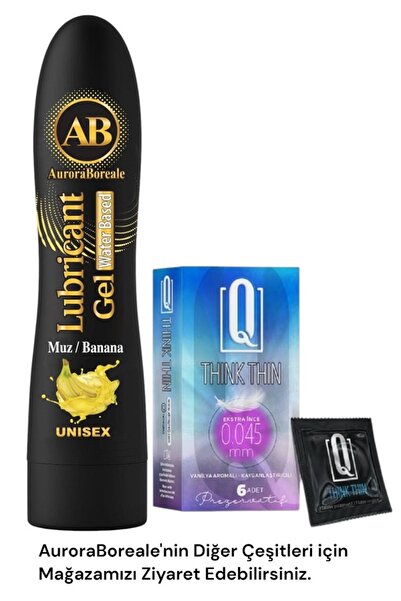 AuroraBoreale Tırtıklı 6 lı Prezervatif Condom Büyük Boy Muz Aromalı Kayganlaştırıcı Jel Seti