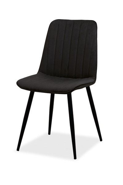 Estelia Kapadokya Sandalye – Baby Face Siyah Kumaş – Siyah Metal Ayak – 1 Adet