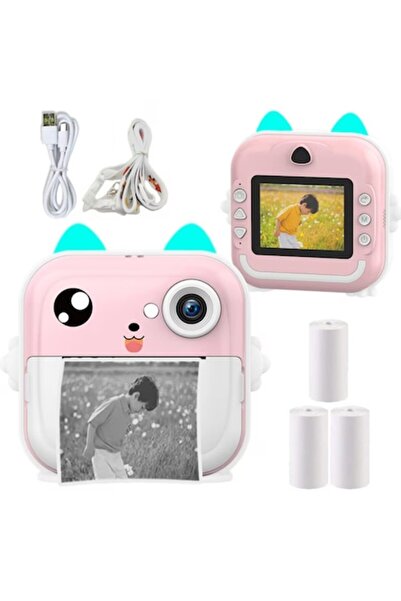 IdealTI Cameră foto cu imprimare instantanee pentru copii, Full HD 1080P, 48M...