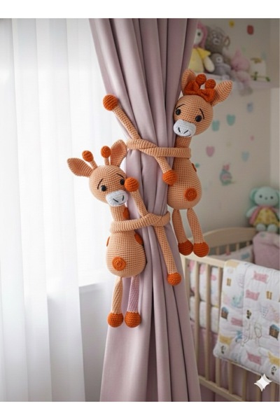 stoks toys Amigurumi Zürafa Perde Tutucu (2 Adettir)