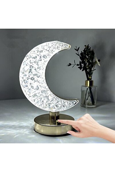 Yuwell YU WELL Crystal Table Lamp Smart Touch 3-Color Changing Desk Lamp (Ramadan Moon)