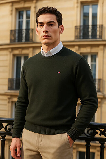 comstar Men's Winter Casual Crew Neck Khaki Sweater