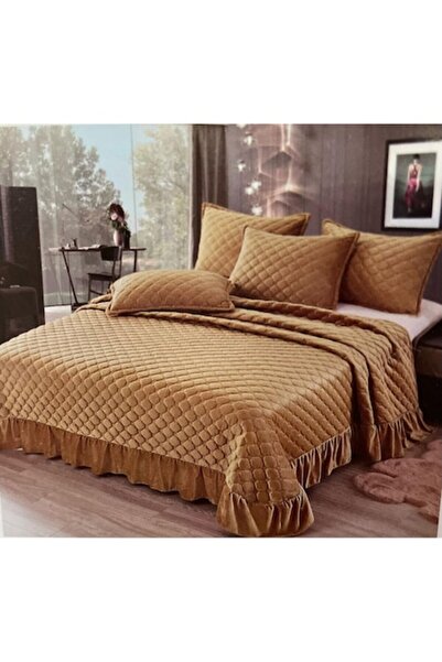 OEM Double bedspread 3-piece, quilted velvet - Brown / Light brown