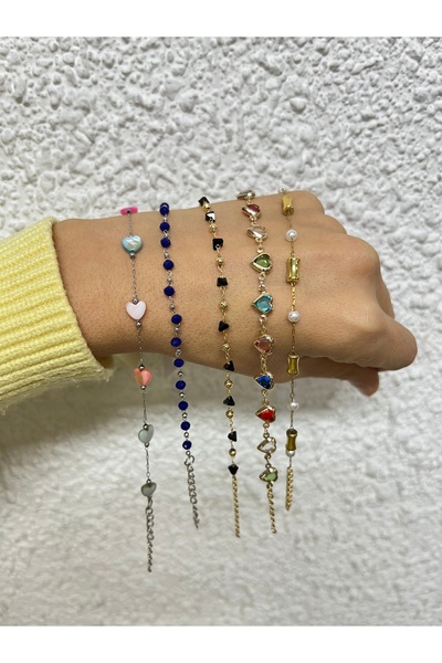 GiftPack سوار سلسلة مينا على شكل قلب ملون للنساء – مجموعة تريند