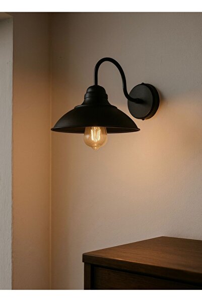 Retrolamp RTA112-107 Siyah Metal Duvar Lambası Cafe Mutfak Restoran Salon Kor...