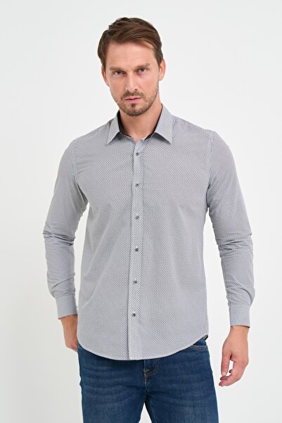 Lee Cooper Men's slim long-sleeved shirt with pattern