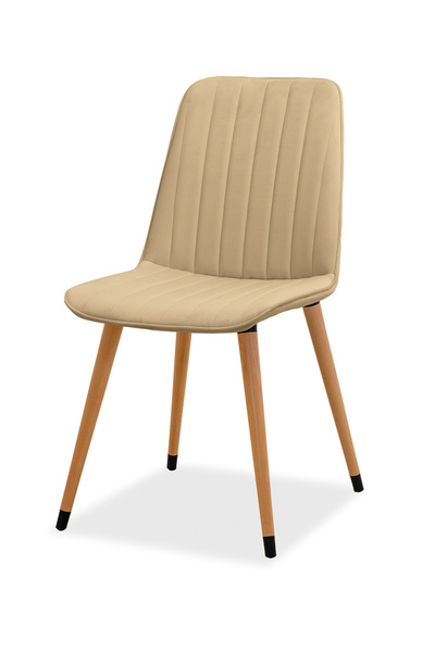 Estelia Kapadokya Krem Döşemeli Mutfak Sandalyesi – Natural Ahşap Ayaklı, Mod...