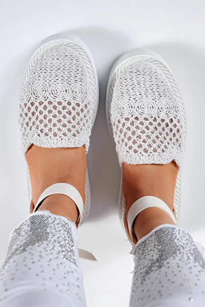 Zaira Pantofi casual dama albi din material textil Amira #22423 - 40