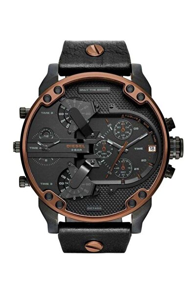 Diesel Men's Mr. Daddy 2.0 Round Shape Leather Band Analog Wrist Watch 57 mm ...