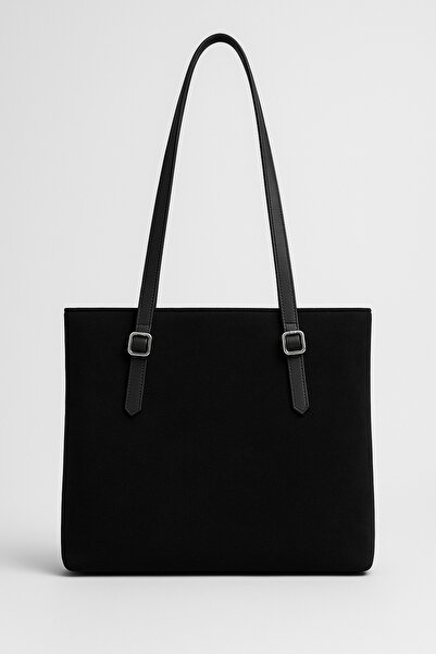 DEMESİ Geantă mare de umăr din piele intoarsa pentru femei - cu fermoar, volu...