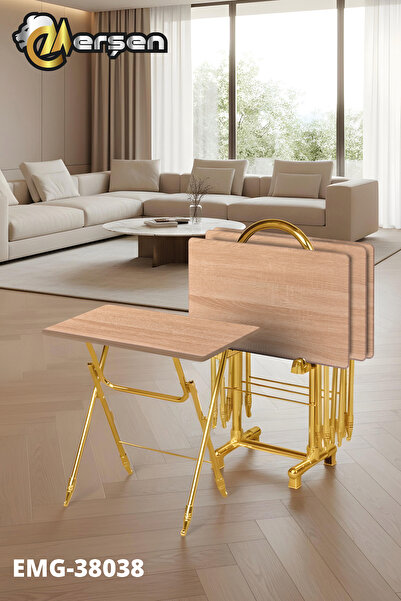 Erşen Sehpa Eranş Serisi 4'lü Katlanır MDF Mebran Ahşap Çanta Zigon Sehpa Gol...