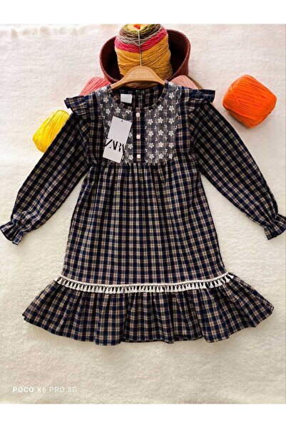 ALİSBUTİK Girls' Plaid Patterned Dress
