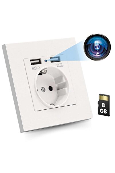 iUni Cameră video PR1 cu priză de perete, 8GB, Wi-Fi, Full HD