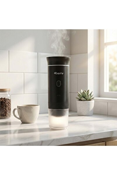 4Berry KMPRO Taşınabilir Kahve Makinesi – USB Şarjlı, Kapsül ve Öğütülmüş Kah...