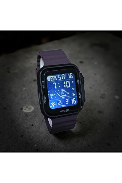 Qulothes SU GEÇİRMEZ Led Işıklı Dijital Kronometre Geçmeli Kordon Takvimli Sp...