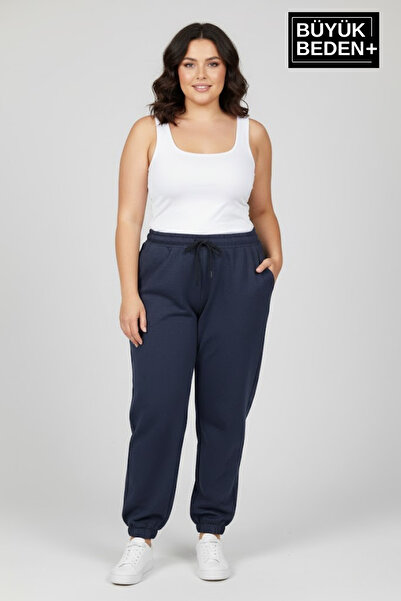 Superlife Women's Plus Size Elastic Leg Two Thread Comfortable Fit Slim Sweatpants Spr26Beak951