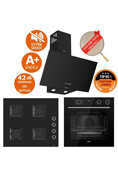 Ferre FryArt&SilentArt-SteamArt REO Yeni Seri Sessiz Siyah Ankastre Set ( D08...