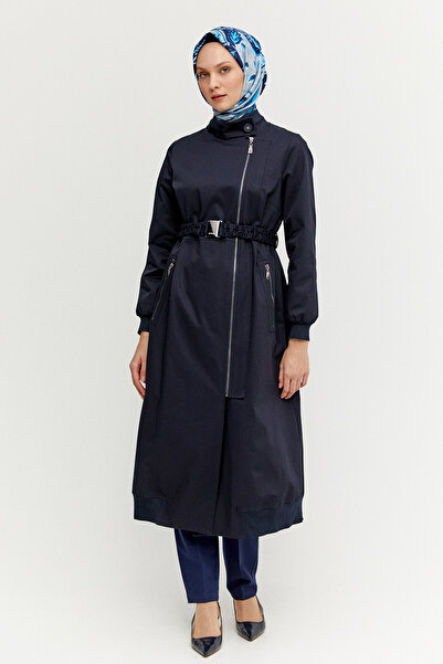 Setrms Ribanalı Kruvaze Fermuarlı Pardesü