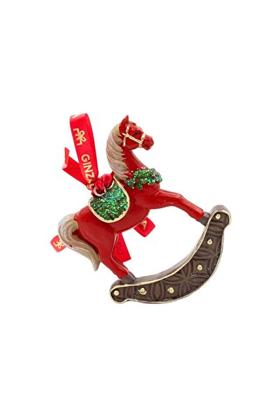 Ginza Christmas Kingdom Decoration, Classic, red horse model, on rocking chair