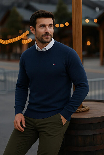 comstar سترة رجالية طويلة أساسية للشتاء باللون الأزرق