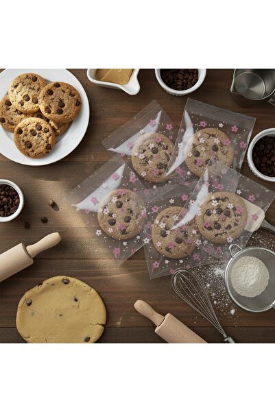 Ethic Solutions 100 كيس سيلوفان مطبوع قابل لإعادة الإغلاق مقاس 14×14 سم - أكياس هدايا ذاتية الإغلاق للبسكويت والحلوى