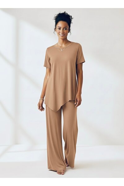 SARE ERKMEN Plus Size Combed Cotton Top and Bottom Set