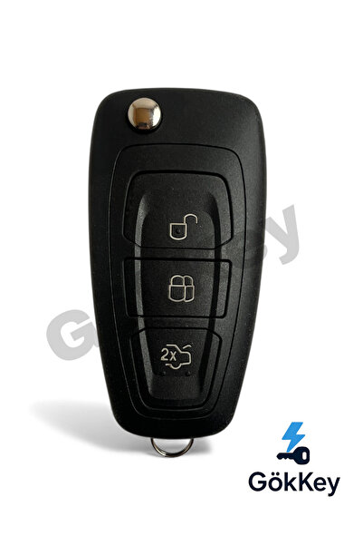 Ford Focus Mondeo Custom Sustalı Kumanda Kabı 3 Buton Logolu