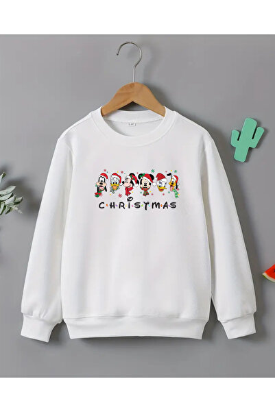 haha Çocuklar için Yılbaşı Temalı Baskılı Uzun Kollu T-shirt