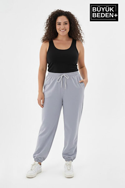 Superlife Women's Plus Size Elastic Leg Two Thread Comfortable Fit Slim Sweatpants Spr26Beak951