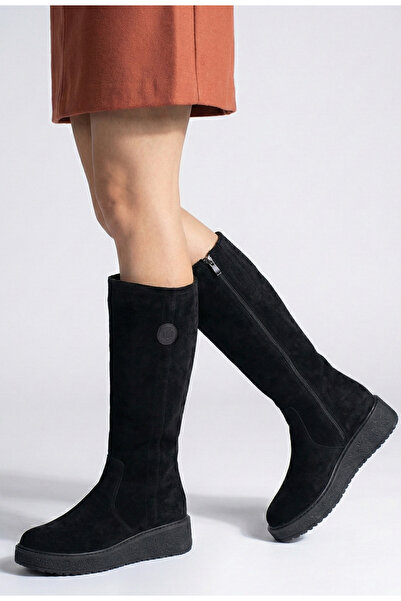 Dasha Cizme dama din piele intoarsa cu fermoar 36