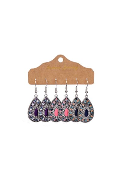 VeeShop Σετ 3 ζευγαριών σκουλαρικιών boho – μενταγιόν σε σχήμα δάκρυ σε 3 συν...