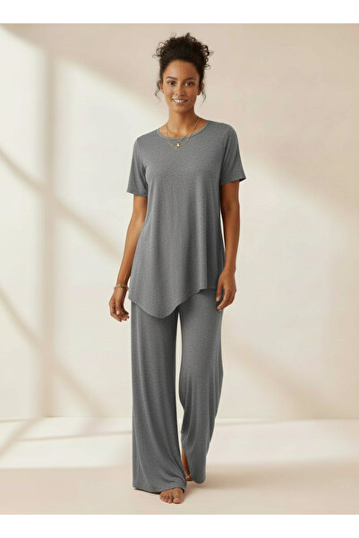 SARE ERKMEN Plus Size Combed Cotton Top and Bottom Set