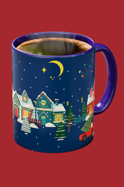 Midas Design "Winter Night Village" Temalı Porselen Yılbaşı Yeni Yıl Kupası