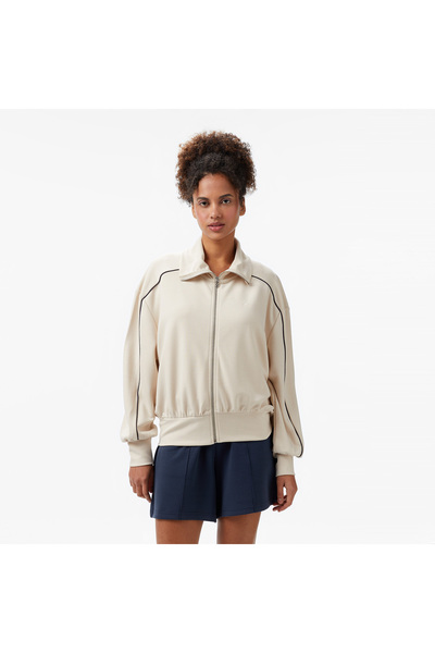 Nautica Kadın Ekru Regular Fit Dik Yaka Sweatshirt