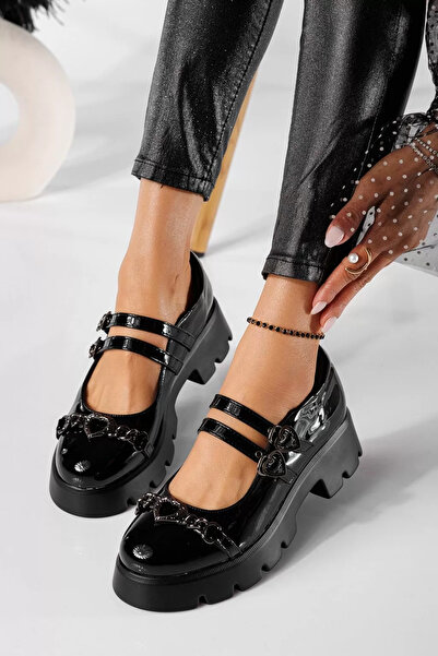 Zaira Pantofi casual dama negri din piele ecologica lacuita Irisa #20768 - 40