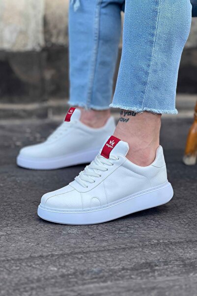 Mhoda Shoes حذاء رياضي رجالي كاجوال برباط من الجلد طراز RLX040 CBT - أبيض