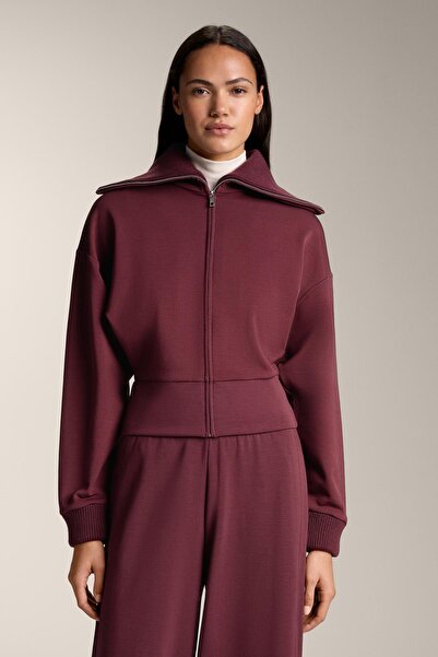 Oysho Fırçalanmış modal fitilli örgü yakalı, beli ayarlanabilir ceket