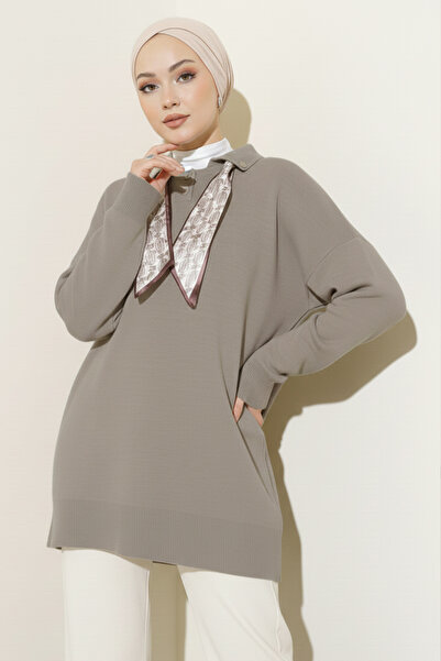 benguen Scarf Knitwear Tunic R7178 Mink