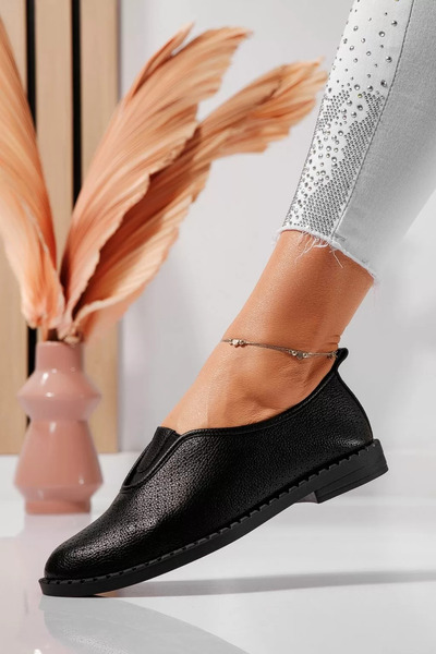 Zaira Дамски черни ежедневни обувки от органична кожа Melek #21814 - 39