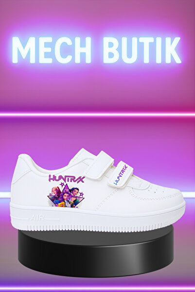 MECH BUTİK K-Pop Demon Hunters Hunterix Чорно-білі кросівки з принтом, зручна...