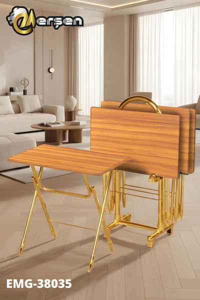 Erşen Sehpa Eranş Serisi 4'lü Katlanır MDF Mebran Ahşap Çanta Zigon Sehpa Gol...