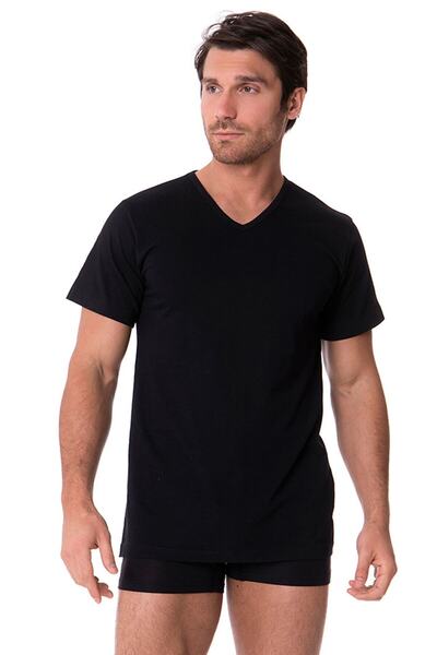 DOREA Men's 2 Pieces Black Single Jersey V-Neck